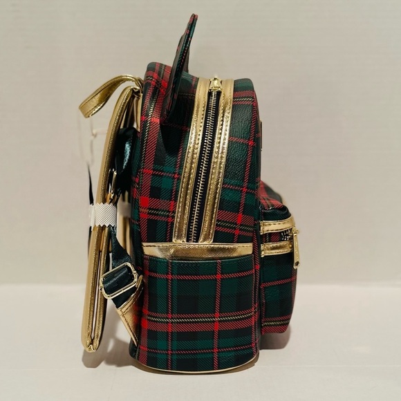 Loungefly Disney NWT Mickey Holiday Plaid Mini Backpack - Picture 4 of 8